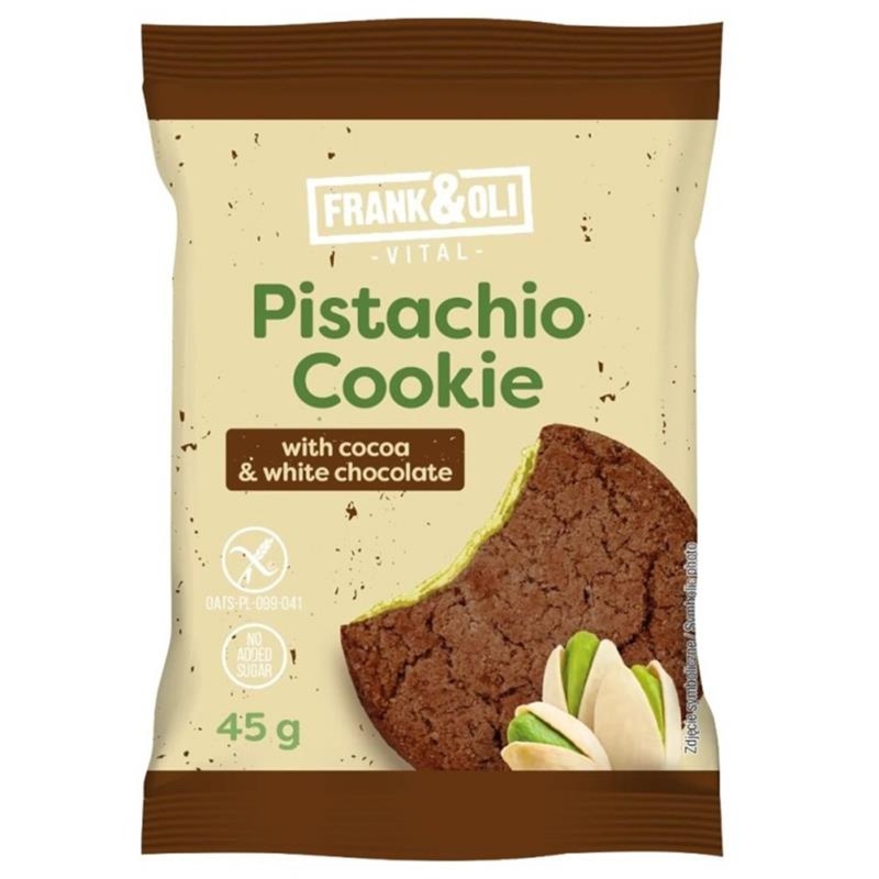 Ciasteczko pistacjowe z kakao i białą czekoladą BDC 45g - Frank&oli