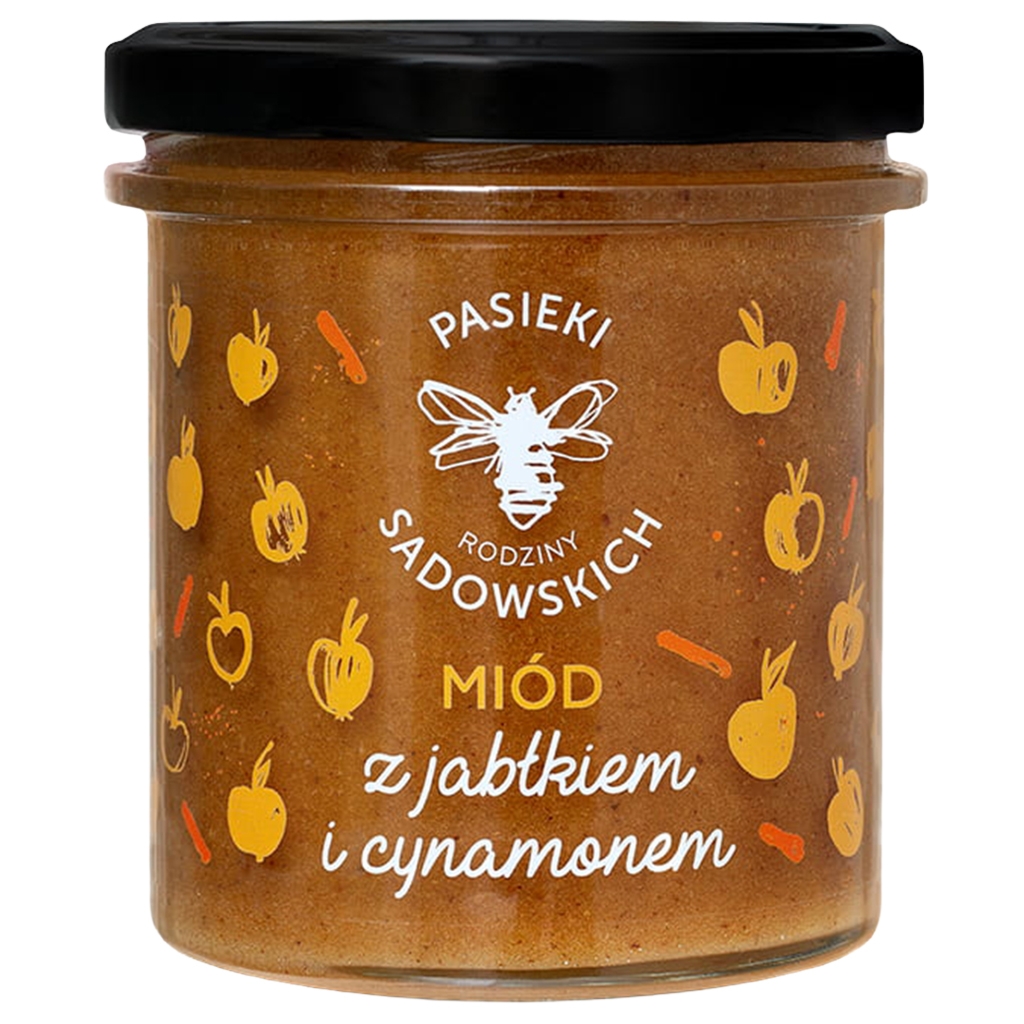 PASIEKI RODZINY SADOWSKICH Miód z jabłkiem i cynamonem 430g - Pasieki Rodziny Sadowskich