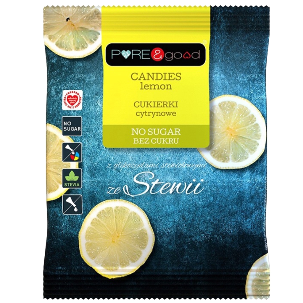 PURE&good Cukierki cytrynowe ze stewią 50 g