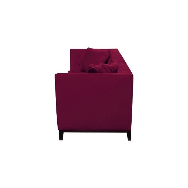 Sofa tapicerowana Leya, 3 osobowa, bordowa, nóżki wenge