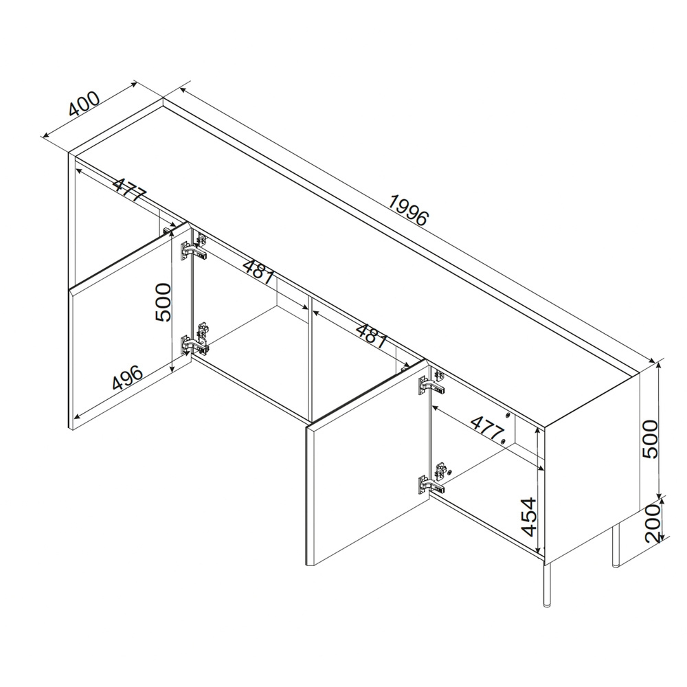 Komoda z drzwiami beżowa / dąb mat 200 cm Olmo High glossy furniture