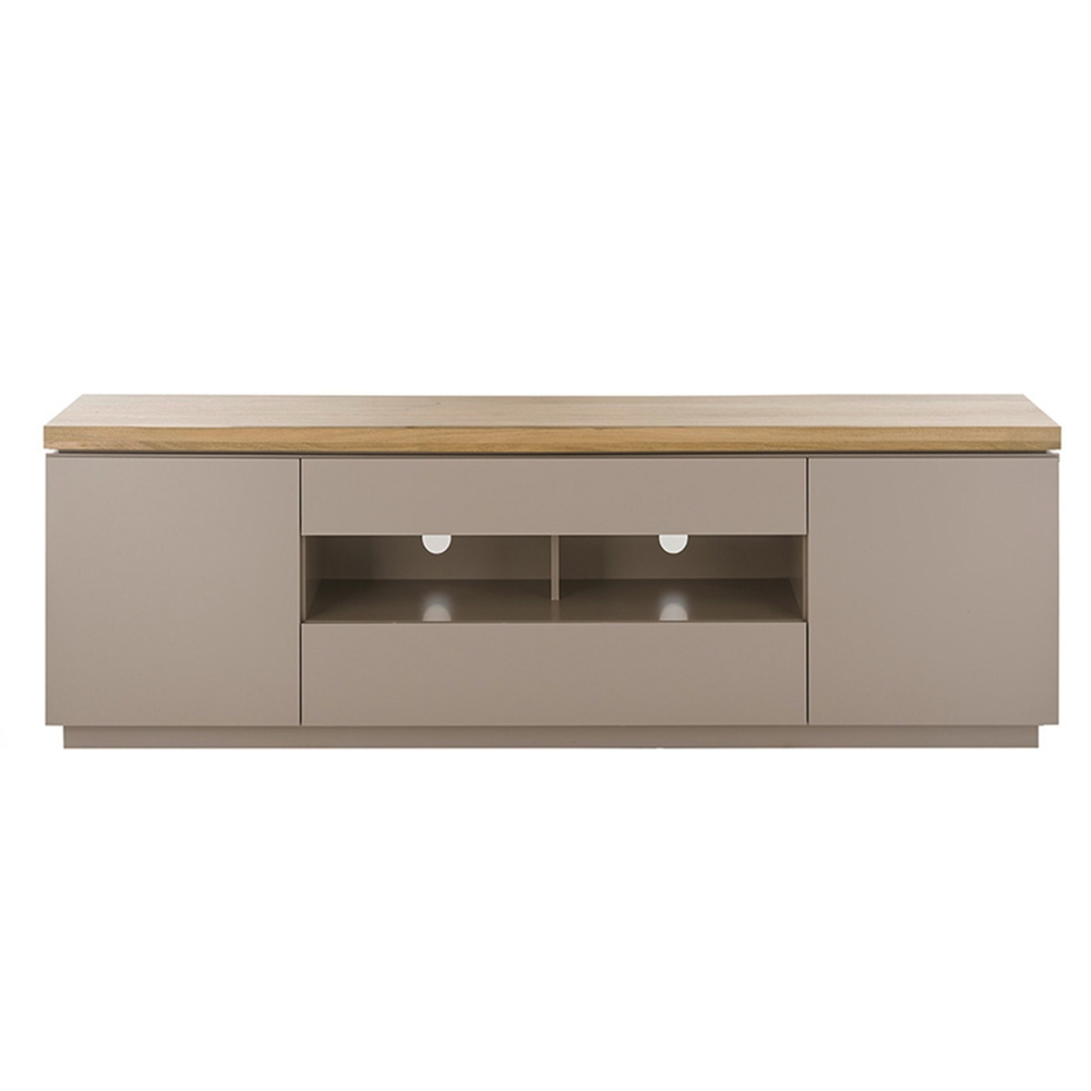 Szafka RTV beżowoszara / drewno akacjowe mat 173 cm Cavo