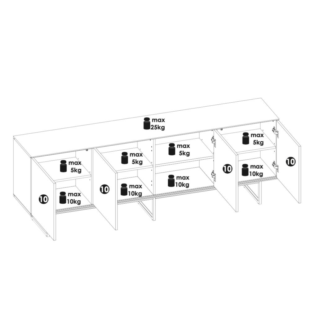 Szafka RTV jasny dąb / czarny mat 200 cm Kalmar