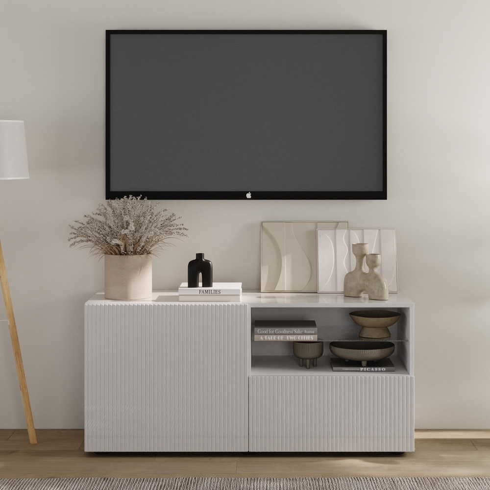 Szafka RTV biała połysk 122 cm Corda