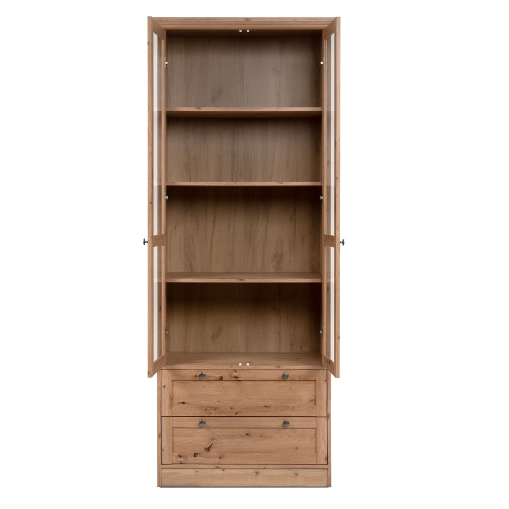 Witryna dwudrzwiowa z szufladami dąb artisan mat 80 x 200 cm Timber