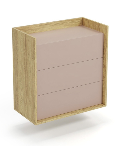 Komoda z szufladami hikora naturalna / różowa mat 41 cm Mobius