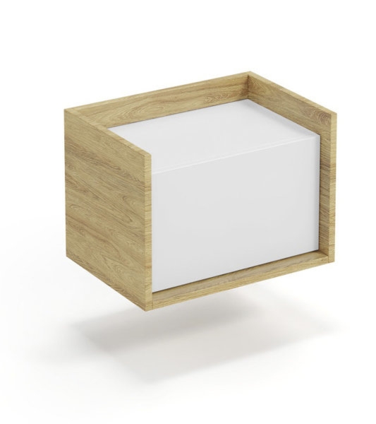Szafka modułowa niska 1D hikora naturalna / biała mat 41 cm Mobius