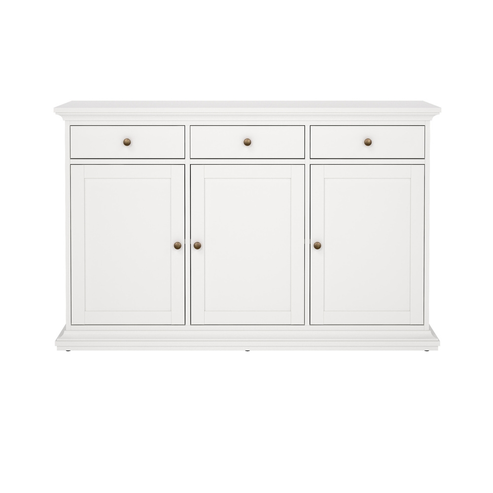 Komoda z szufladami i drzwiami biała mat 144 cm Paris Tvilum