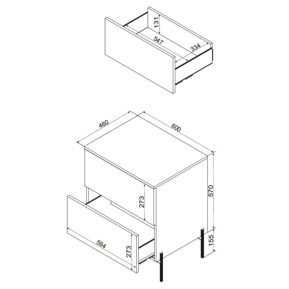 Szafka pod umywalkę z szufladami kaszmir mat 60 cm Asti