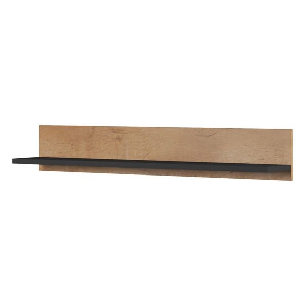 Zestaw 2 półek wiszących dąb lefkas / czarna mat 125 x 20 cm Simple High glossy furniture