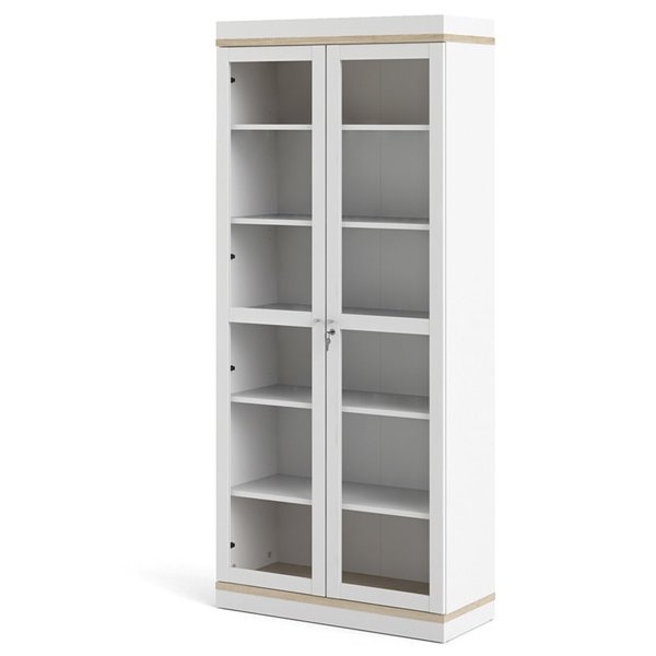 Witryna dwudrzwiowa czarna / orzech mat 89 x 200 cm Roomers Tvilum