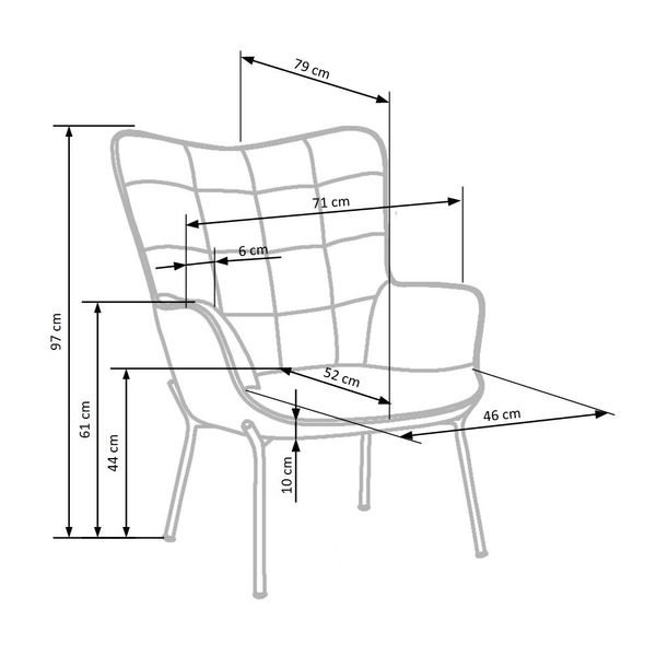 Fotel wypoczynkowy tapicerowany szary Castel Style furniture