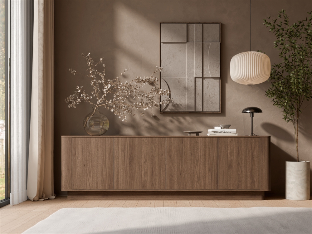 Komoda z drzwiami orzech elegant mat 210 cm Lunaro