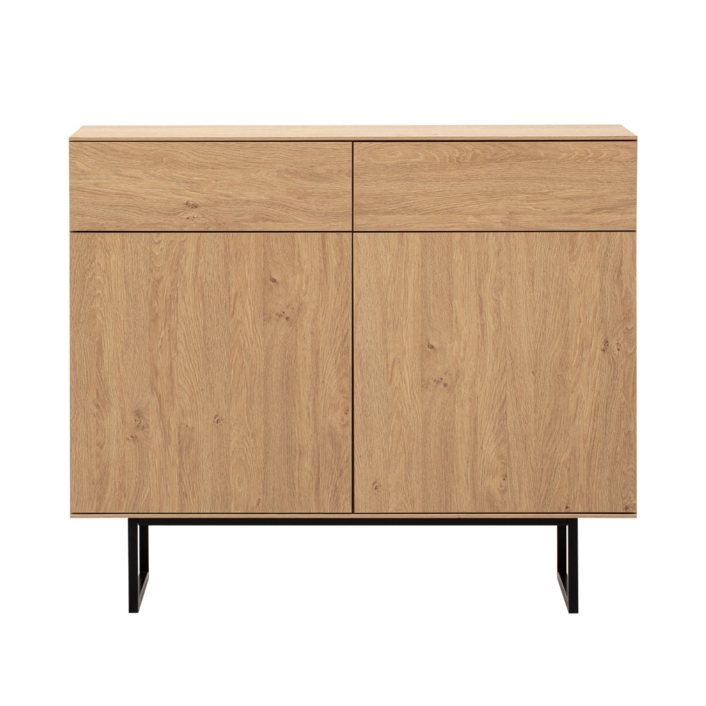 Komoda z drzwiami jasny dąb / czarny mat 115 cm Kalmar