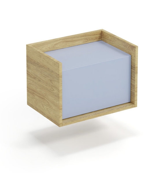 Szafka modułowa niska 1D hikora naturalna / niebieska mat 41 cm Mobius