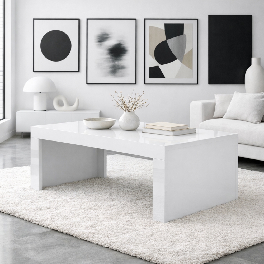 Stolik kawowy prostokątny biały mat / połysk 120 x 60 cm Tucson