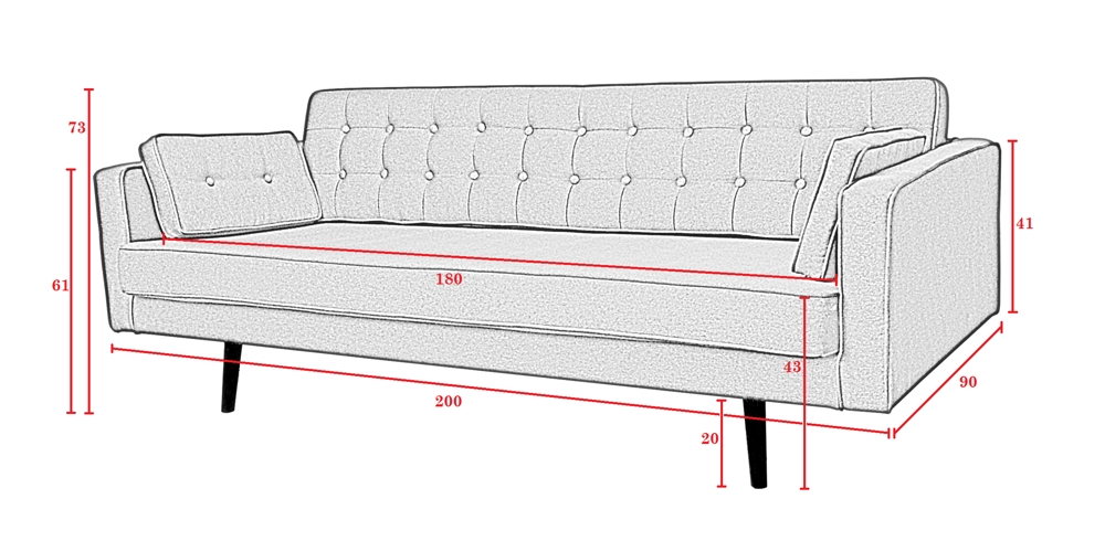 Sofa 3-osobowa tapicerowana czerwona Cavan