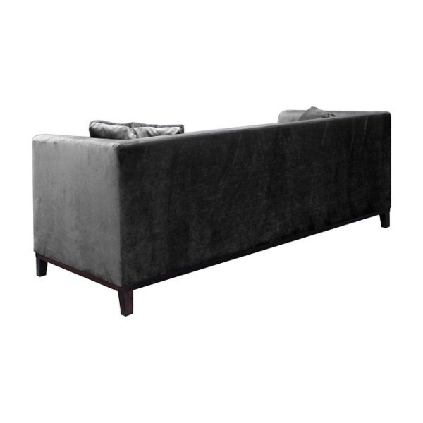 Sofa tapicerowana Leya, 3 osobowa, grafitowa, nóżki wenge