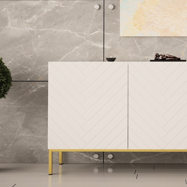 Komoda z drzwiami biała mat / wysoki połysk 160 cm Blend Designoo