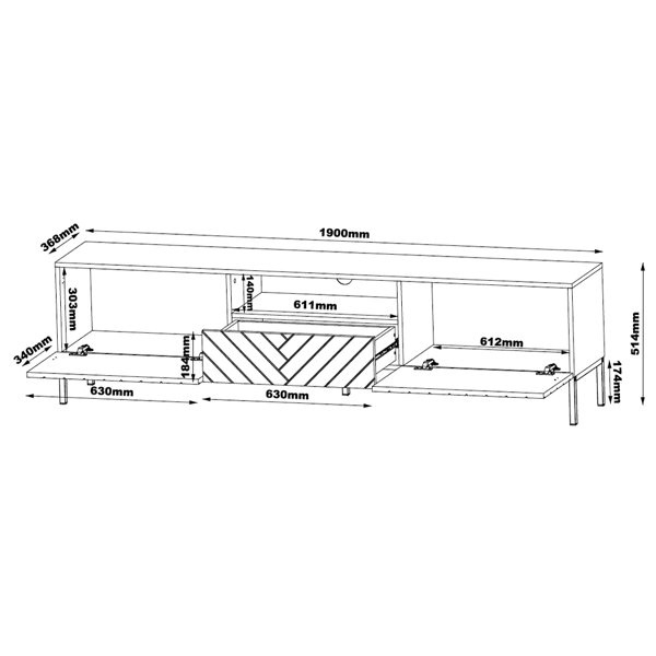 Szafka RTV biała mat / połysk 190 cm Blend