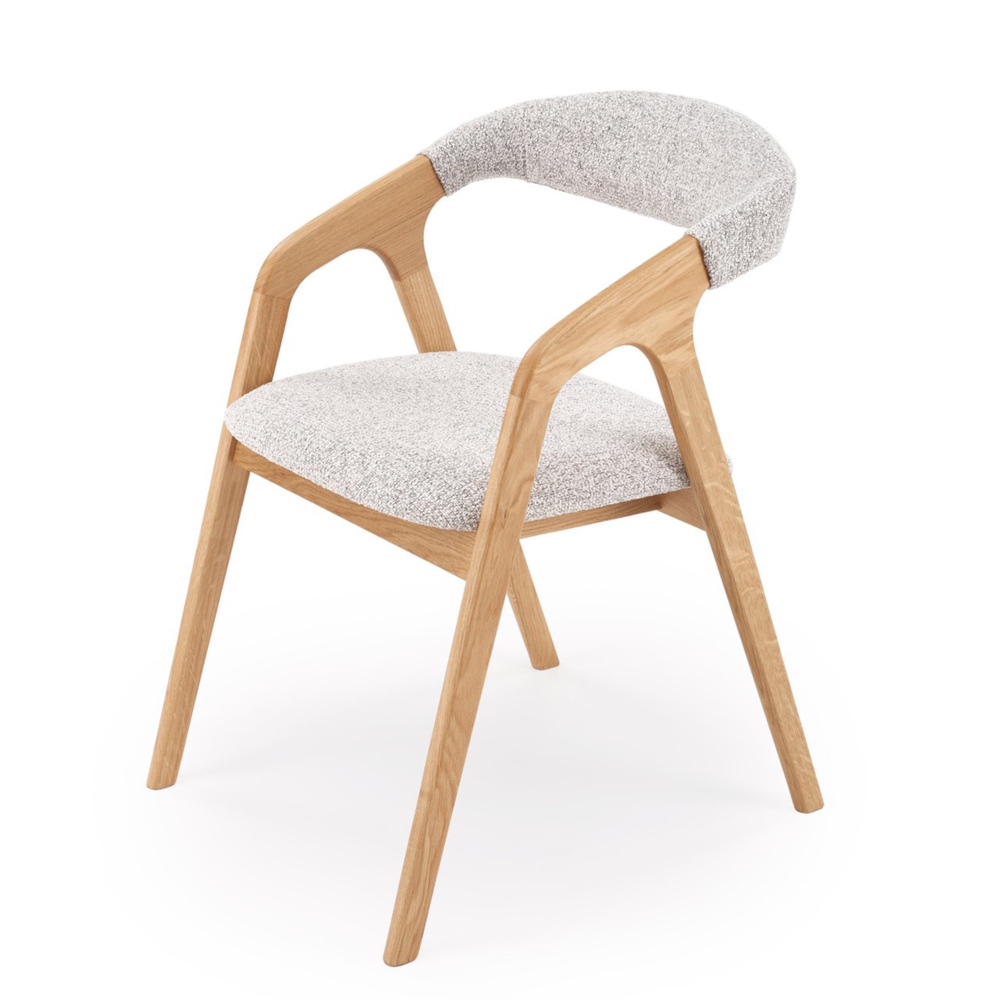 Krzesło do jadalni drewniane tapicerowane szare / dąb naturalny Bueno