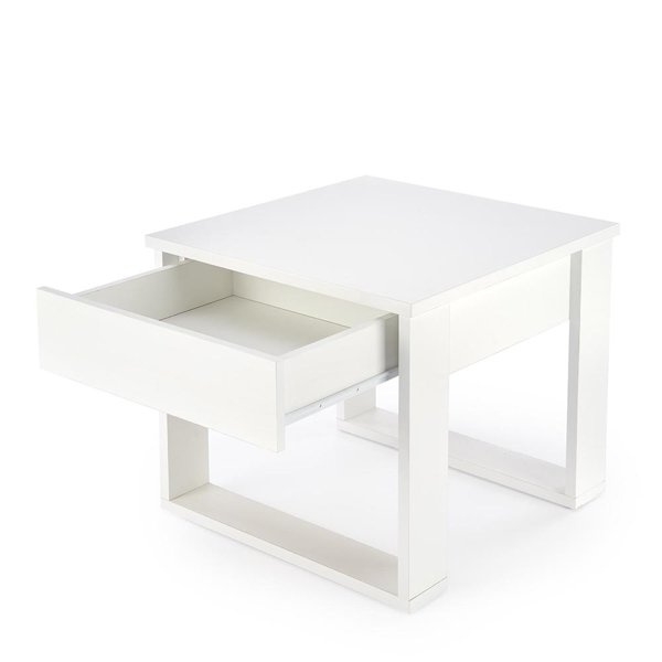 Stolik kawowy z szufladą biały mat 60 x 60 cm Nea Halmar