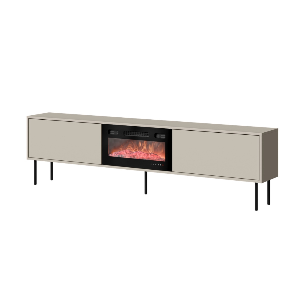 Szafka RTV z kominkiem kaszmir mat 200 cm Noble