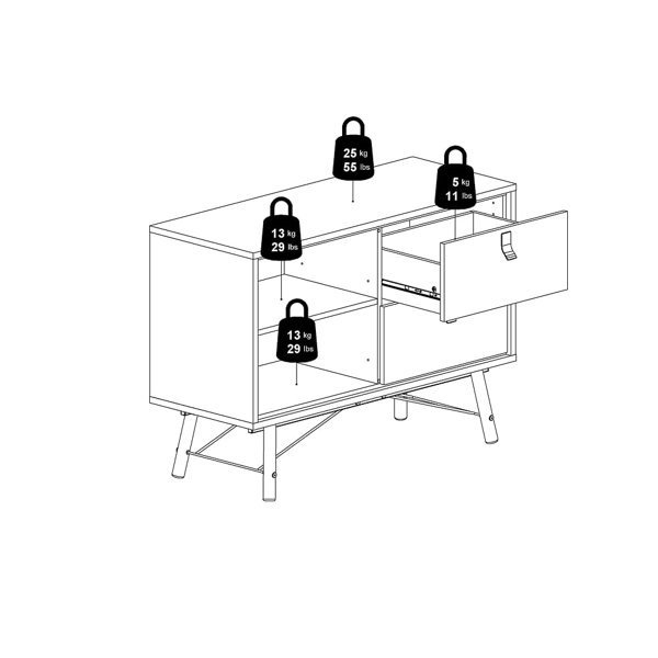 Komoda z szufladami i drzwiami czarna / orzech mat 102 cm Ryan Tvilum