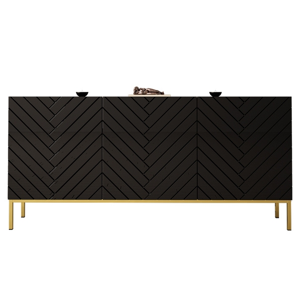 Komoda z dzwiami czarna mat / wysoki połysk 160 cm Blend Designoo