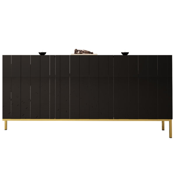 Komoda z drzwiami czarna mat / wysoki połysk 160 cm Glamour
