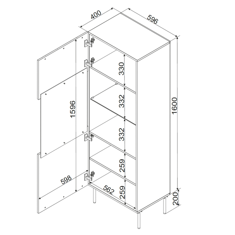 Witryna jednodrzwiowa beżowa mat 60 x 180 cm Milo