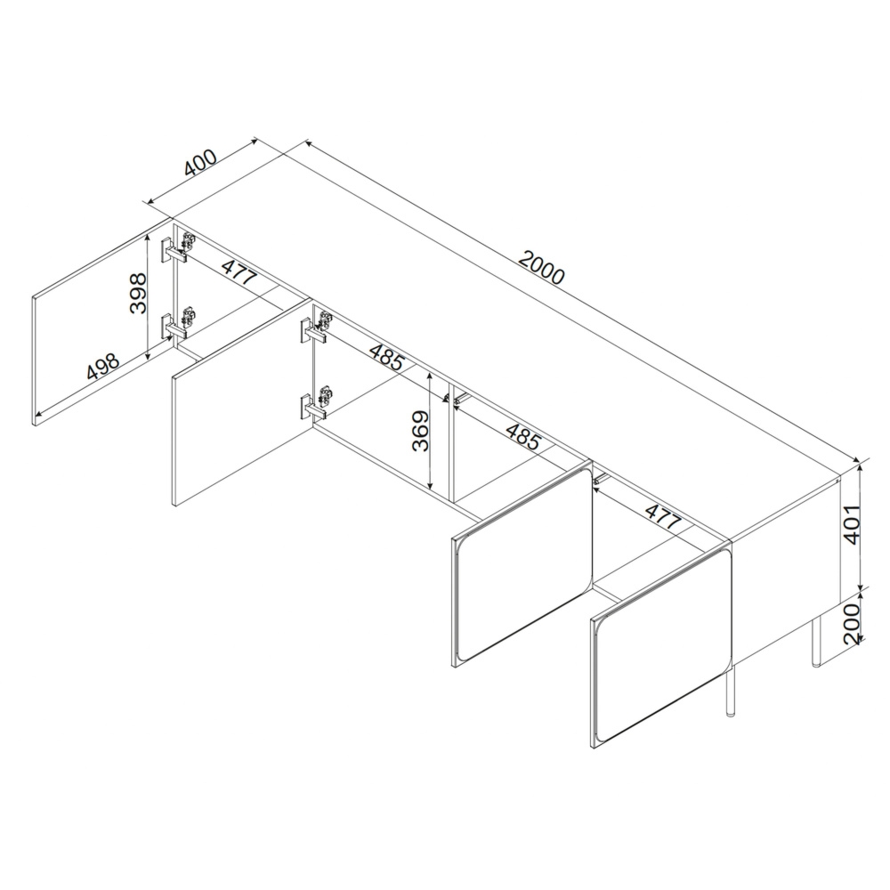 Szafka RTV granatowa mat 200 cm Verno