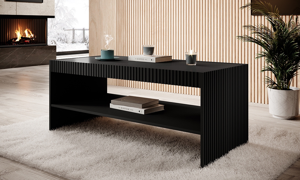 Stolik kawowy prostokątny czarny mat 120 x 57 cm Malia High glossy furniture