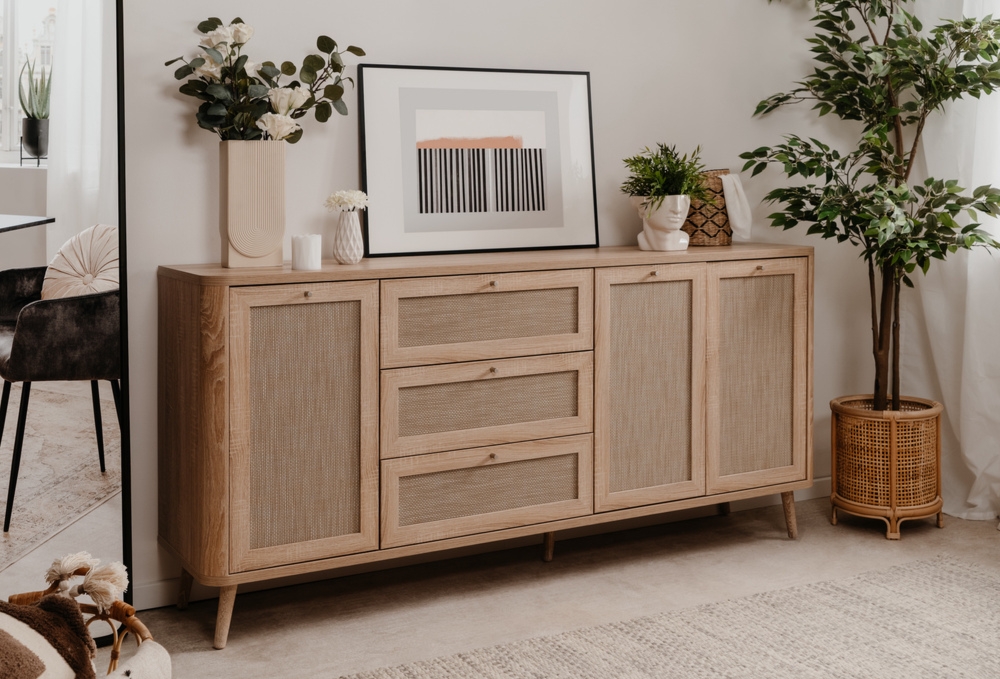 Komoda z szufladami i drzwiami dąb sonoma mat 175 cm Kuta
