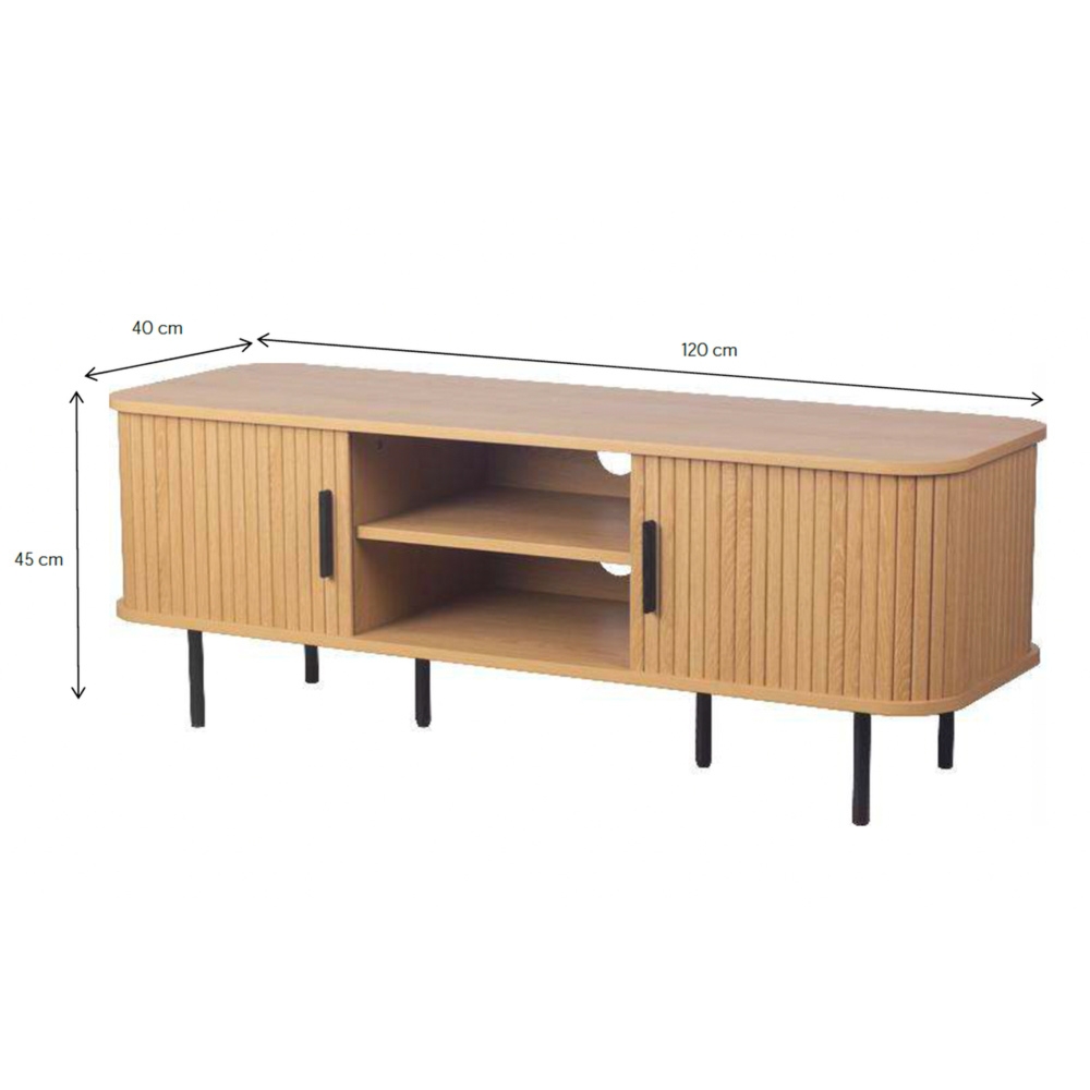 Szafka RTV z lamelalami dąb / czarna mat 120 cm Kasja