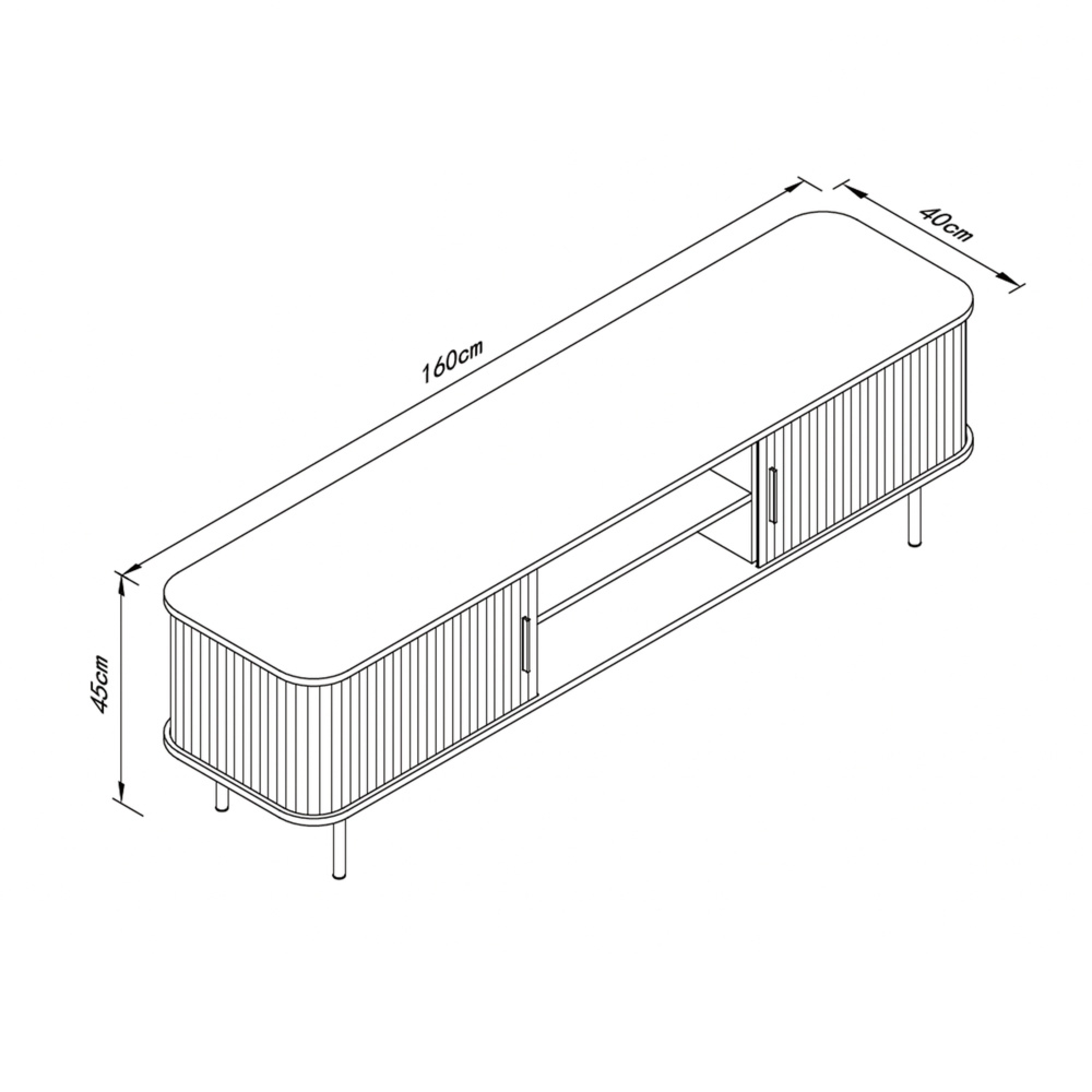 Szafka RTV z lamelalami dąb / czarna mat 160 cm Kasja