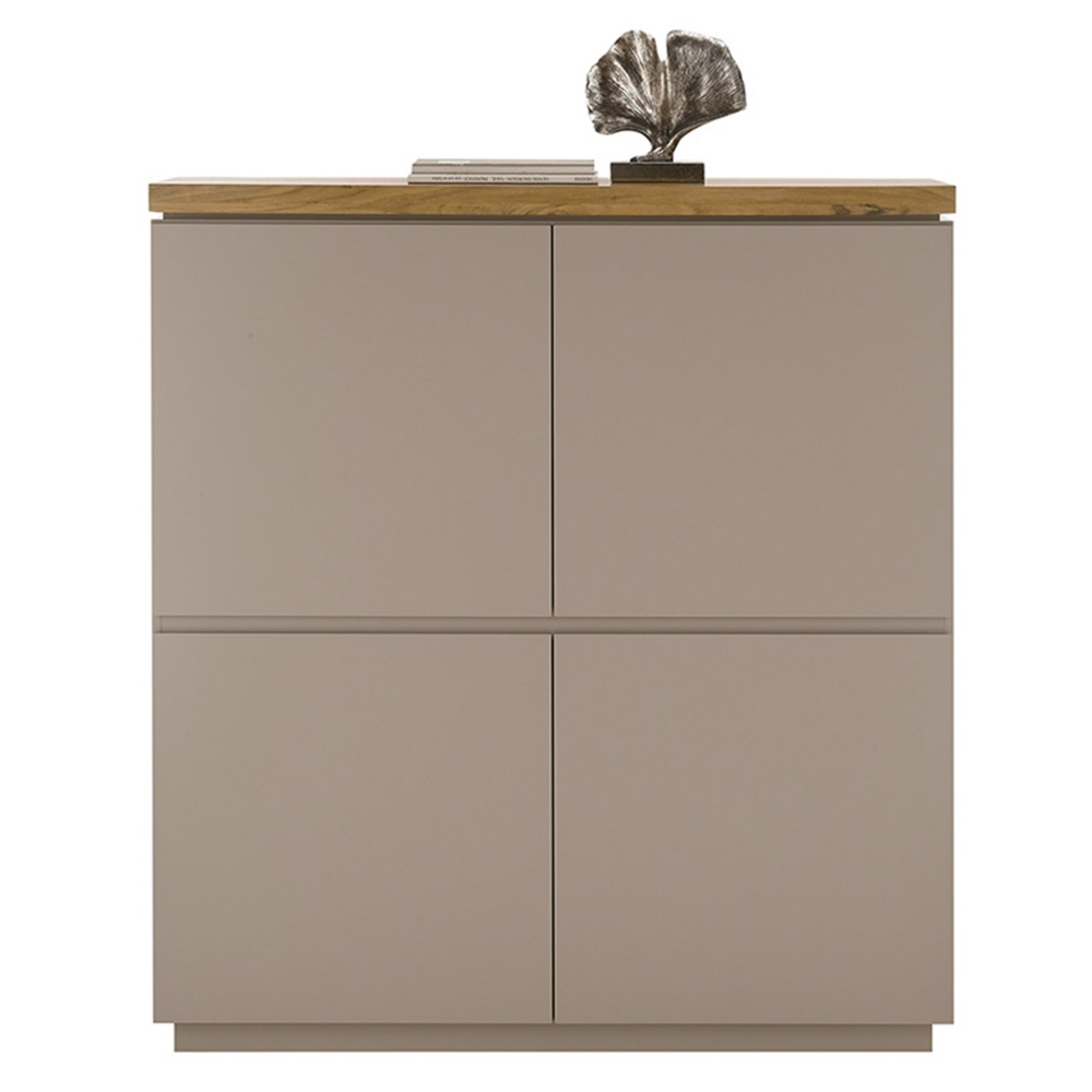 Komoda wysoka z drzwiami beżowoszara / drewno akacjowe mat 113 cm Cavo