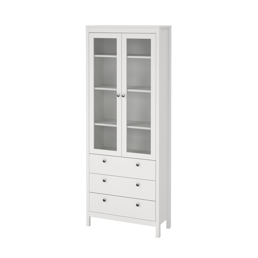 Witryna dwudrzwiowa z szufladami biała mat 78 x 199 cm Madrid