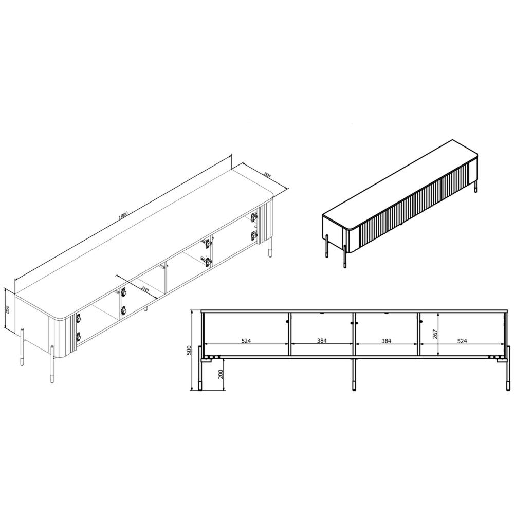 Szafka RTV dąb barokowy ristretto 190 cm Aria