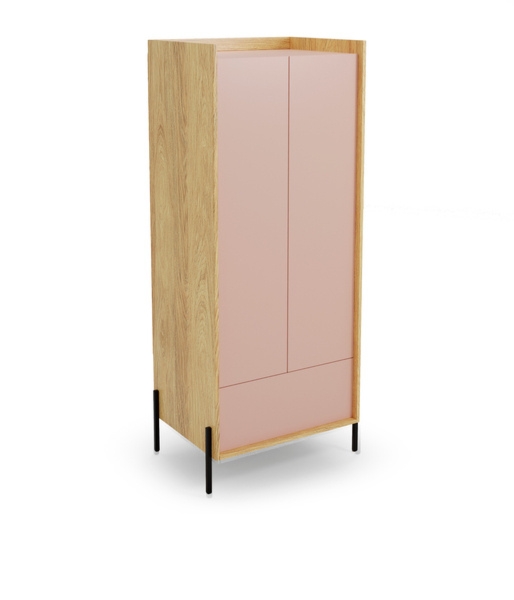 Szafa dwudrzwiowa z szufladami hikora naturalna / antyczny róż mat 78 x 179 cm Mobius