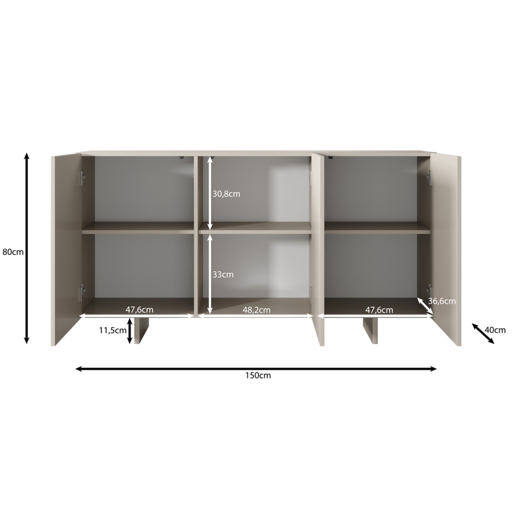 Komoda z drzwiami kaszmir mat 150 cm Nubo