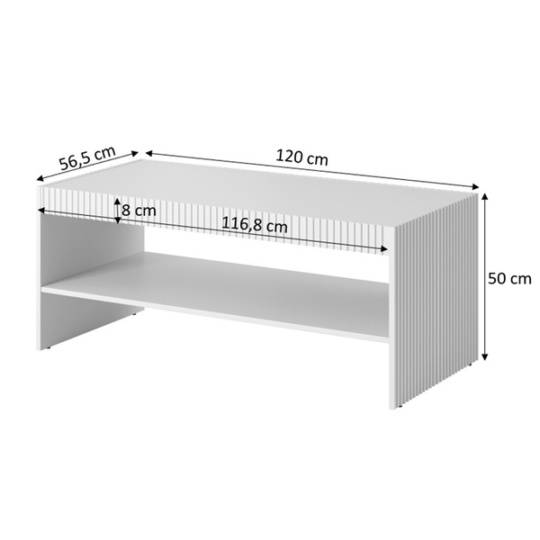 Stolik kawowy prostokątny biały mat 120 x 57 cm Malia High glossy furniture