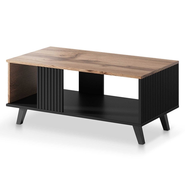 Stolik kawowy kwadratowy dąb wotan / czarny mat 92 x 50 cm Stor Style furniture