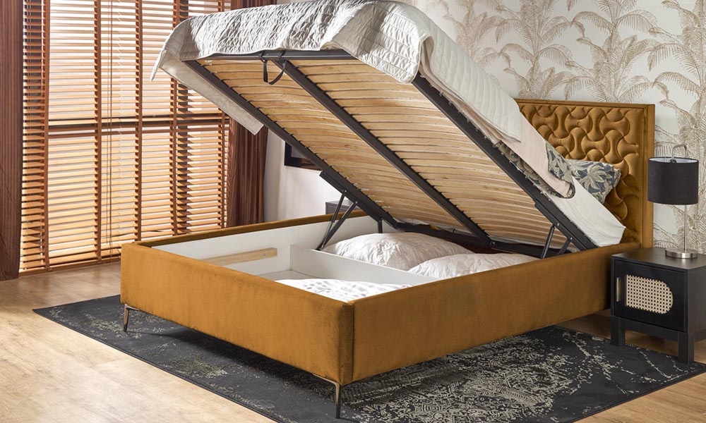 Zagłówek do łóżka musztardowy 175×120 cm Modulo W2