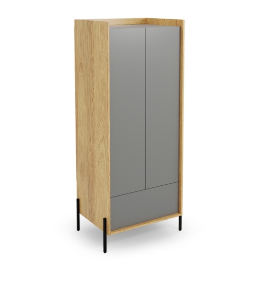Szafa dwudrzwiowa z szufladami hikora naturalna / szara mat 78 x 179 cm Mobius