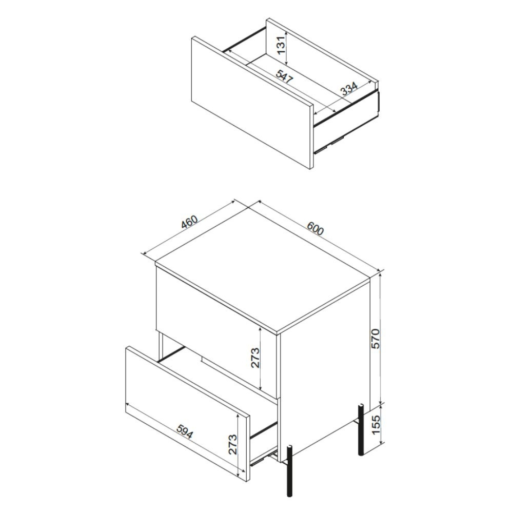 Szafka pod umywalkę z szufladami kaszmir mat 60 cm Velora