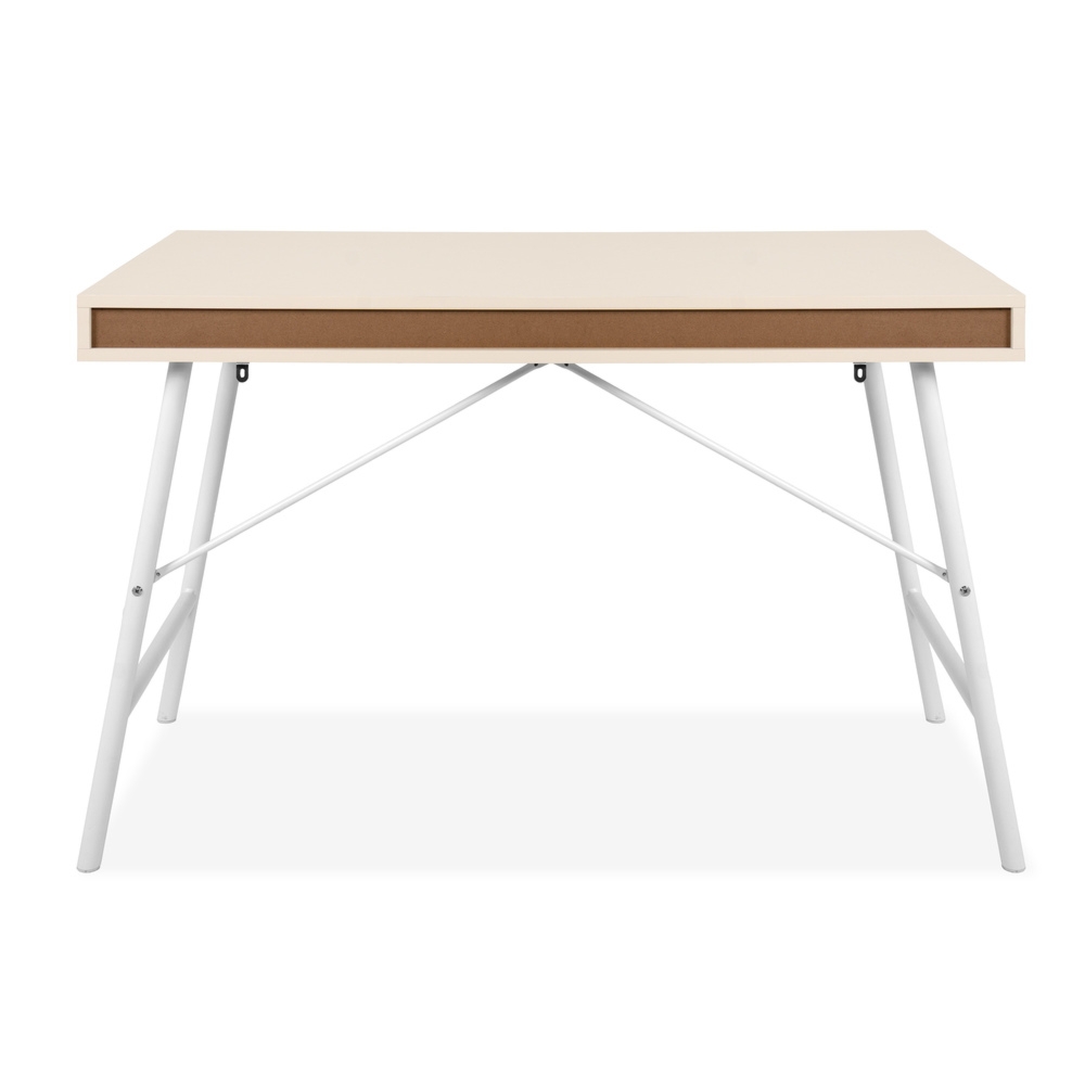 Biurko z szufladą beżowe mat 115 cm Kolari