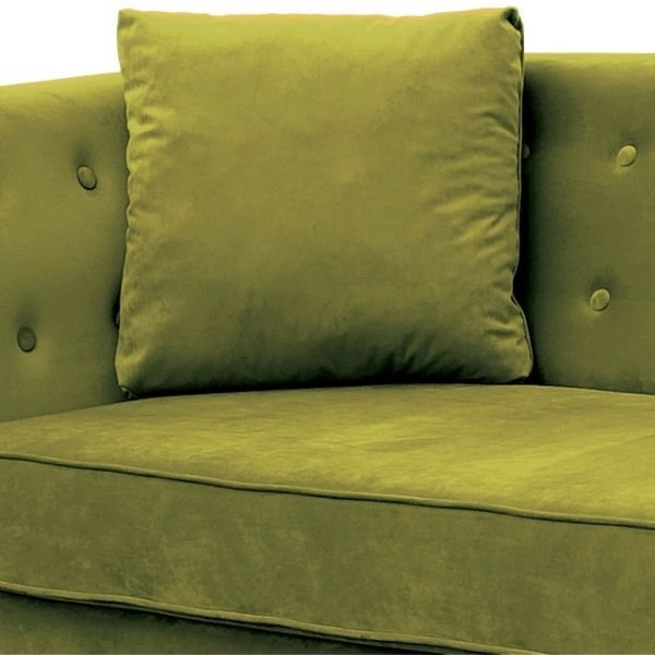 Sofa tapicerowana Leya, 3 osobowa, zielona, nóżki wenge