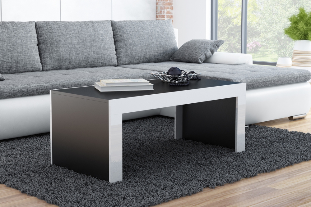 Stolik kawowy prostokątny czarny / biały mat / połysk 120 x 60 cm Tucson