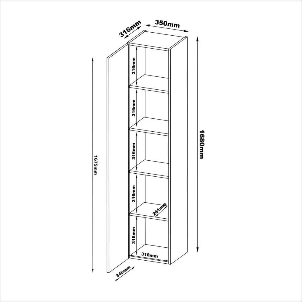 Witryna wisząca kaszmir mat 35 x 168 cm Alto